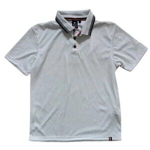 LUHTA White Polo Shirt with Striped Collar MENS MEDIUM